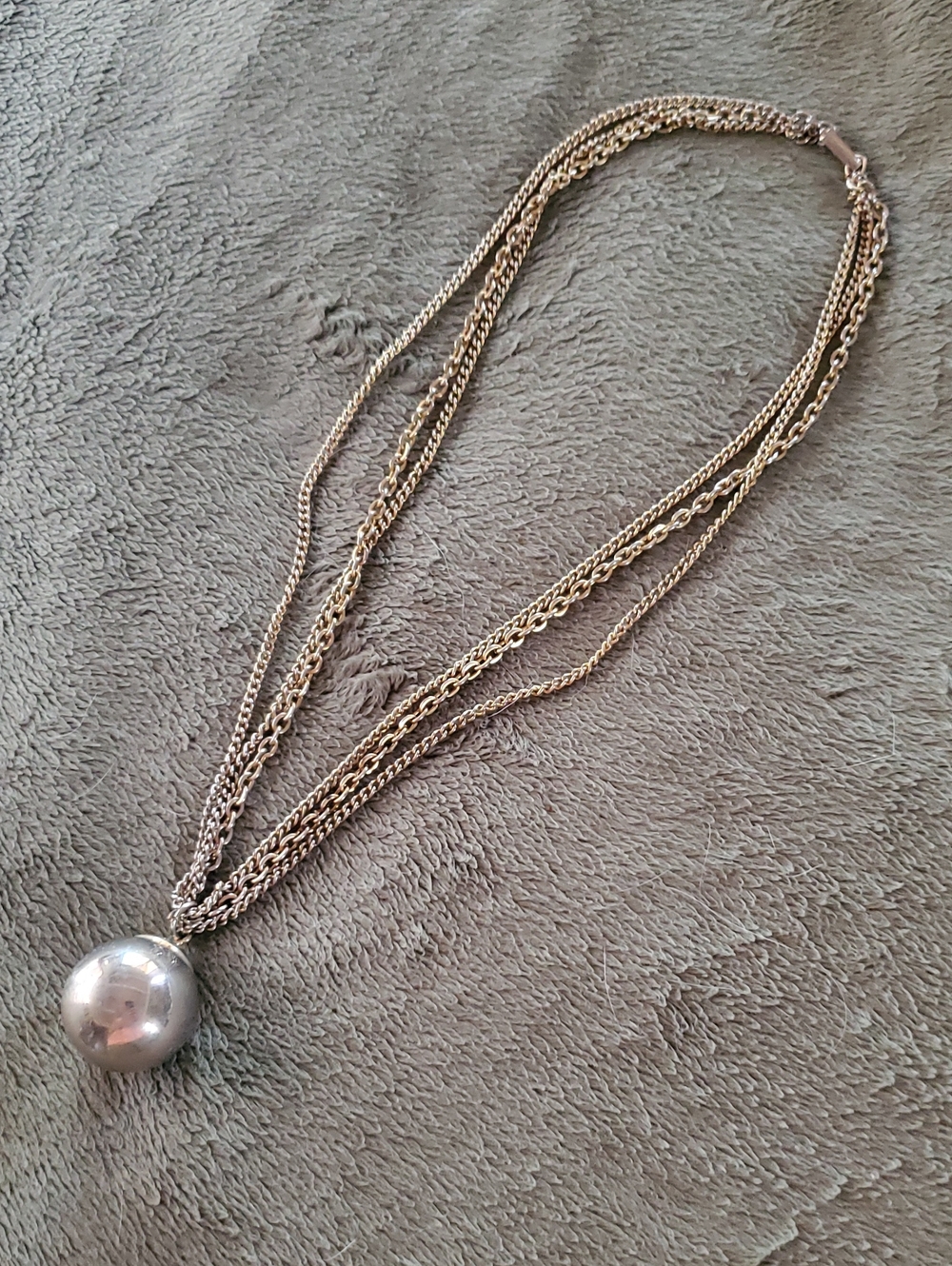 Multi-Chain Necklace with Spherical Harmomy Ball Pendant